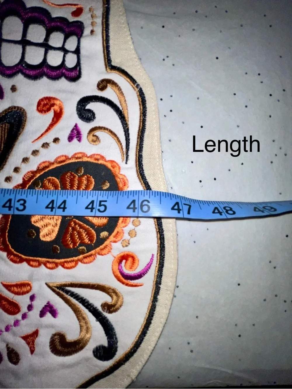 Cynthia Rowley Linen Day of the Dead Skull Table Runner | Halloween Fall Décor |